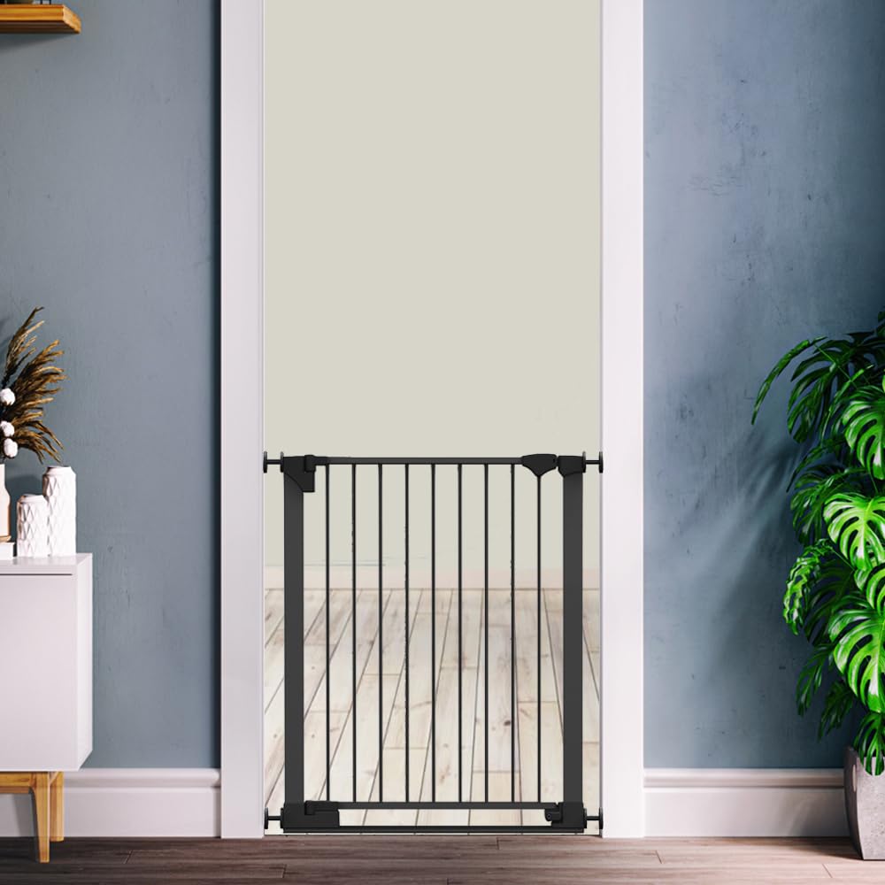 Safetots Cancelletto SafeStep, Nero, 138cm - 145cm, Passaggio Extra Basso, Apertura Extra Larga di 81cm, Cancelletto Extra Largo per Scale, Corridoi e Porte, per Bambini e Neonati