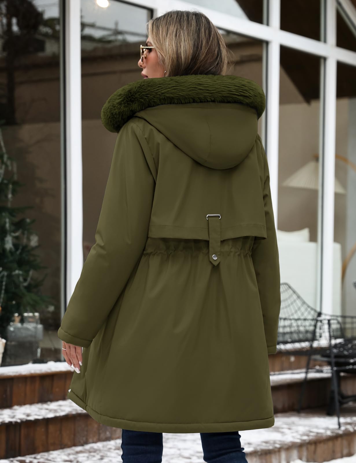 Abrigo Mujer Invierno Chaqueta Largo Parka Gruesa Cálido Chaqueta Polar con Capucha Elegante Abrigos Plumifero Prueba de Viento Chaquetas para Uso Diario y al Aire Libre