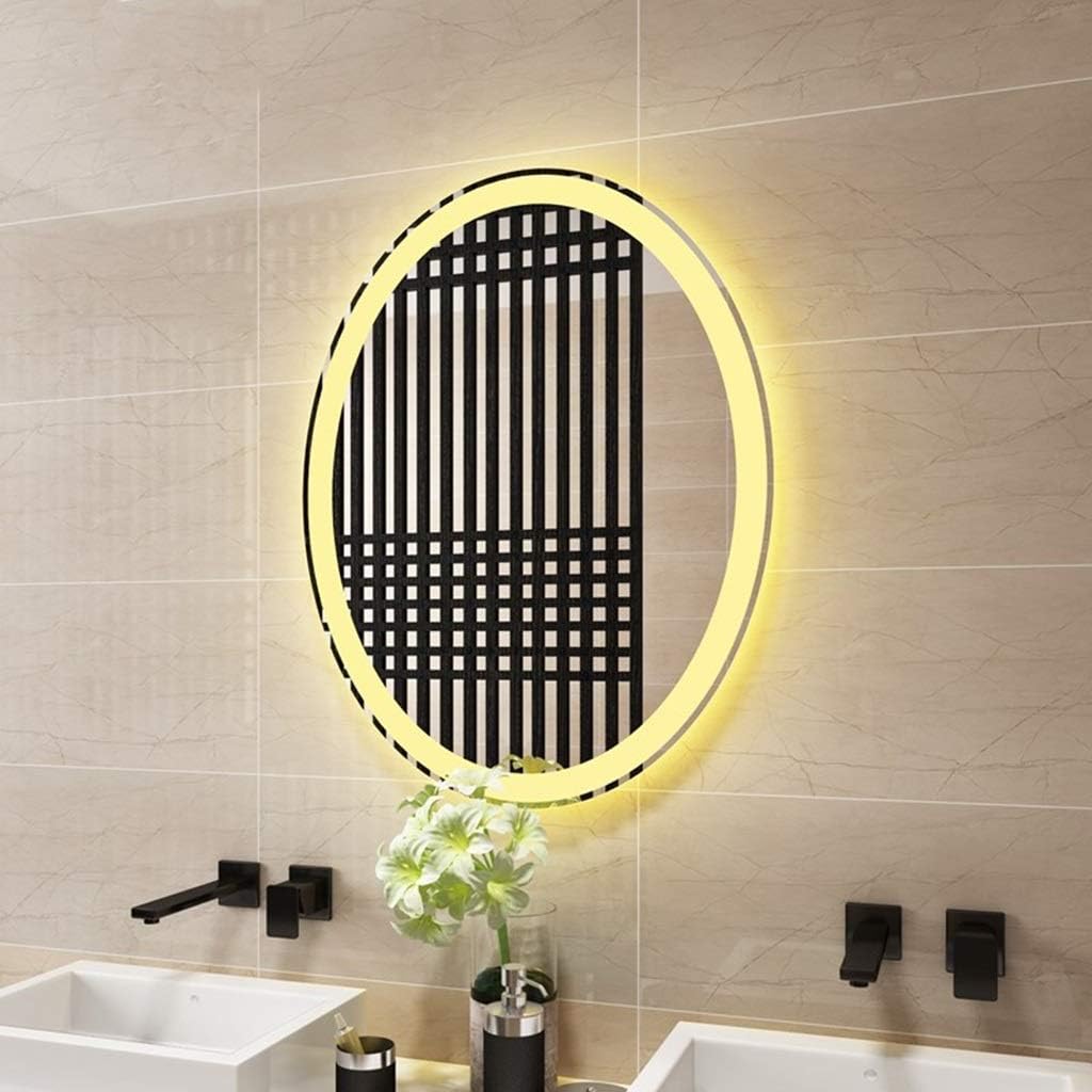 Bathroom Wall Mirror Wall-Mounted Cosmetic Mirror Led Makeup Mirror Elegant Home Decor for Gift for All Occasions Beauty Mirror (Color : Warm Light Size : 50CMx70CM)