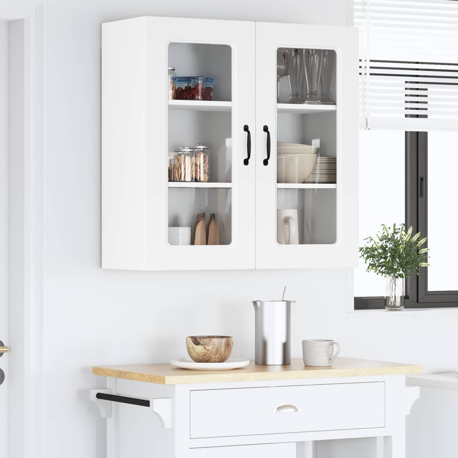 Hothingwell Küchenmöbel, 80 cm, Weiß, Holz, Ingenieurwesen | Klares Design, rechteckige Form, geräumige Aufbewahrung, Küche, Trockenreinigung