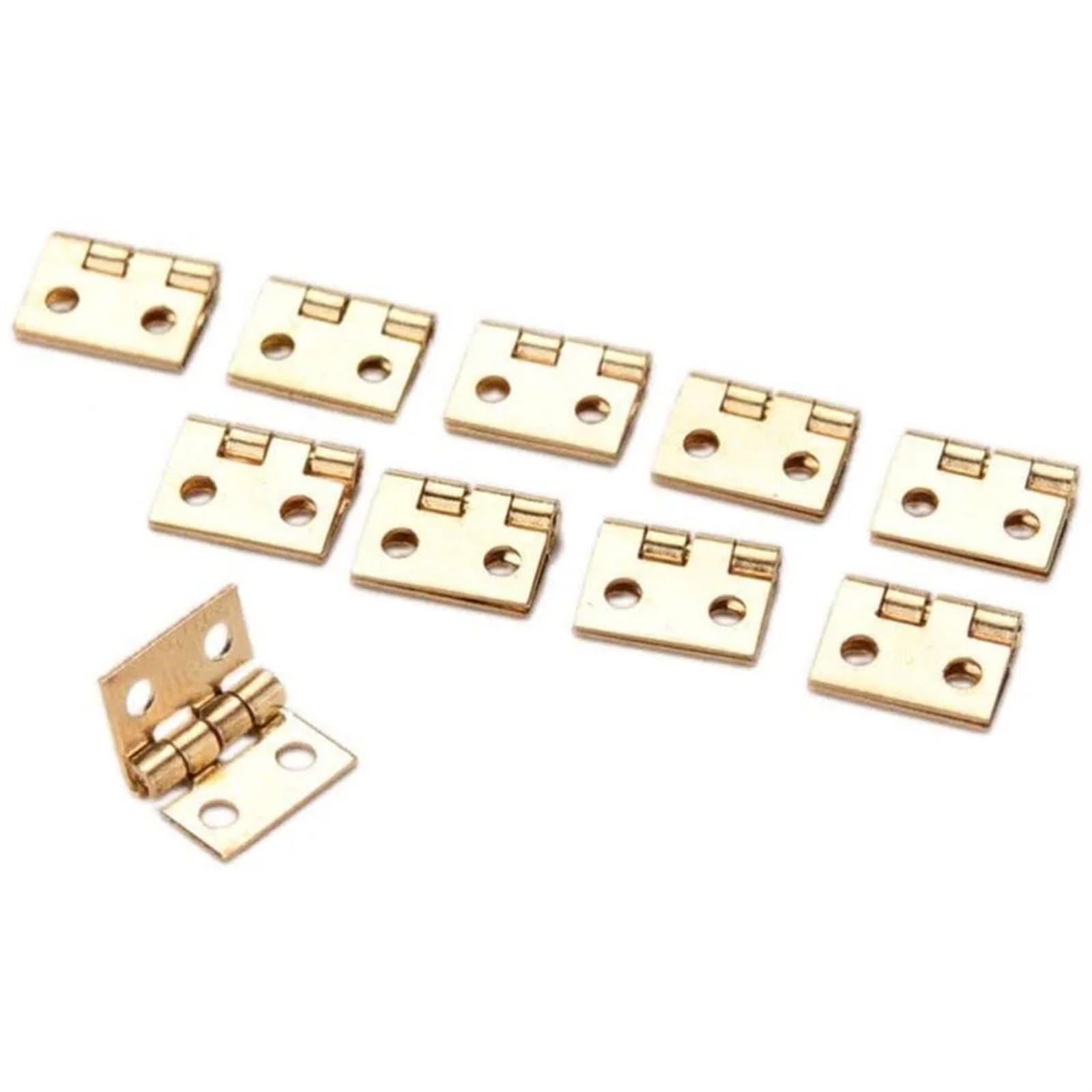 50pcs Mini Brass Hinge Cupboard Display Cabinet Hinges for Small Craft Door Box Accessories Gold 8 * 10mm for Craft Boxes