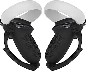 Touch Controller Grip Cover for Quest 2, Anti-Throw Protective Handle Sleeve Quest Accessories with Adjustable Wrist Knuckle Strap for Quest 2 Headset (Black)