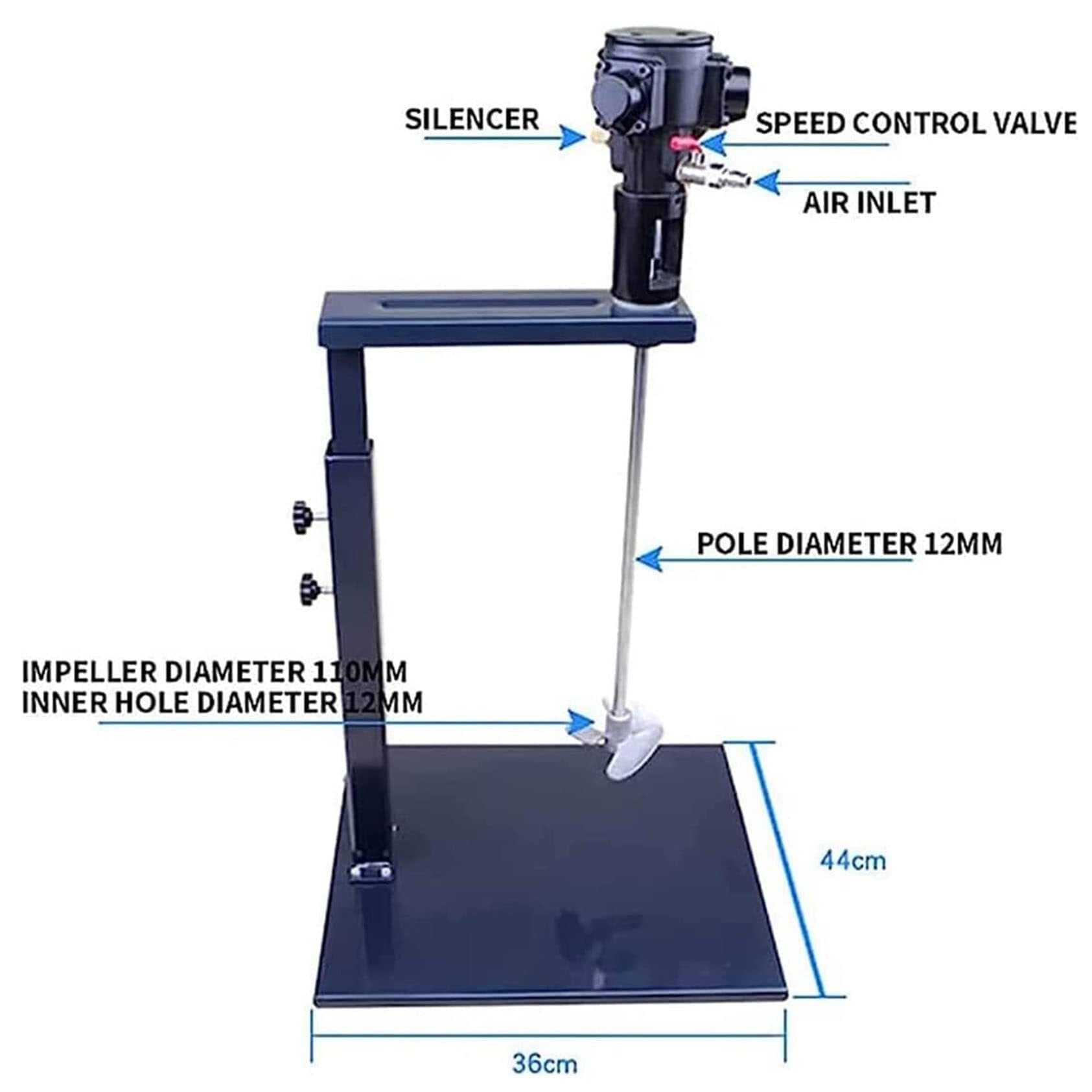 Mezclador de soporte neumático, máquina mezcladora de pintura neumática de 5 gal/20 LP, agitador de aire vertical de escritorio, for mezclar alimentos, yeso, pintura, cemento, mortero, placa de disper