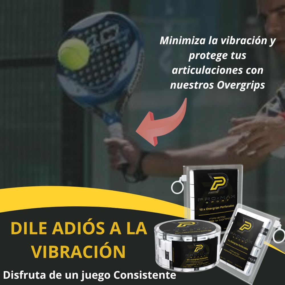 PRO-MAX SPORT Overgrips Padel Extra Adherente Perforados Blanco Pack 4/6/10/25/50 Alta Absorción Sudor Cinta Agarre Antideslizante Grip Padel Pro Sobregrip Raqueta Durabilidad Accesorios Padel — view 5