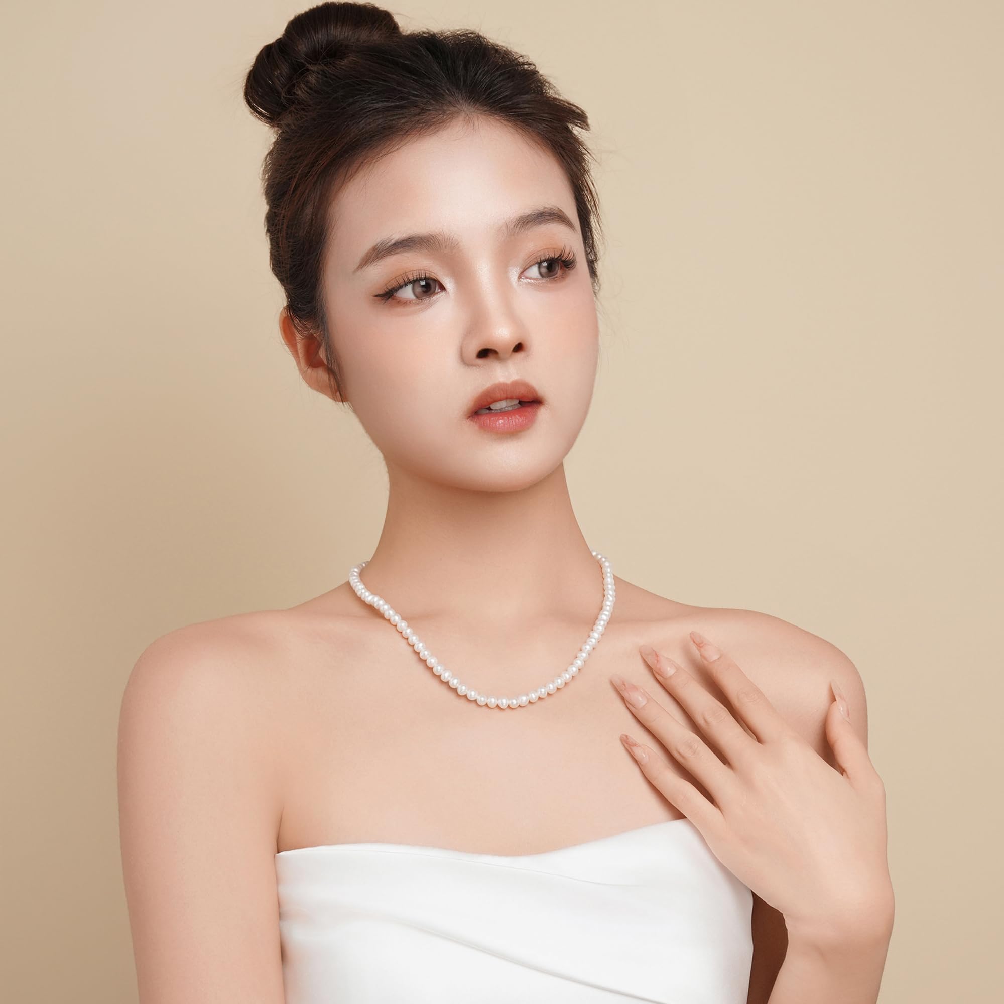 Perlenkette Perlen Halskette Süßwasser Zuchtperlen Schmuck Ketten enthalten luxuriösen Geschenk Box für Damen Geschenke für Geburtstags,Hochzeit