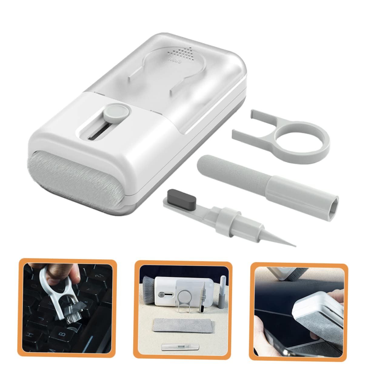 OFFSCH 1set Multifunctional Earphone Cleaning Soft Brush Keycap Puller and Cleaning Cloth for Earbuds and Headsets for Phones and Computers