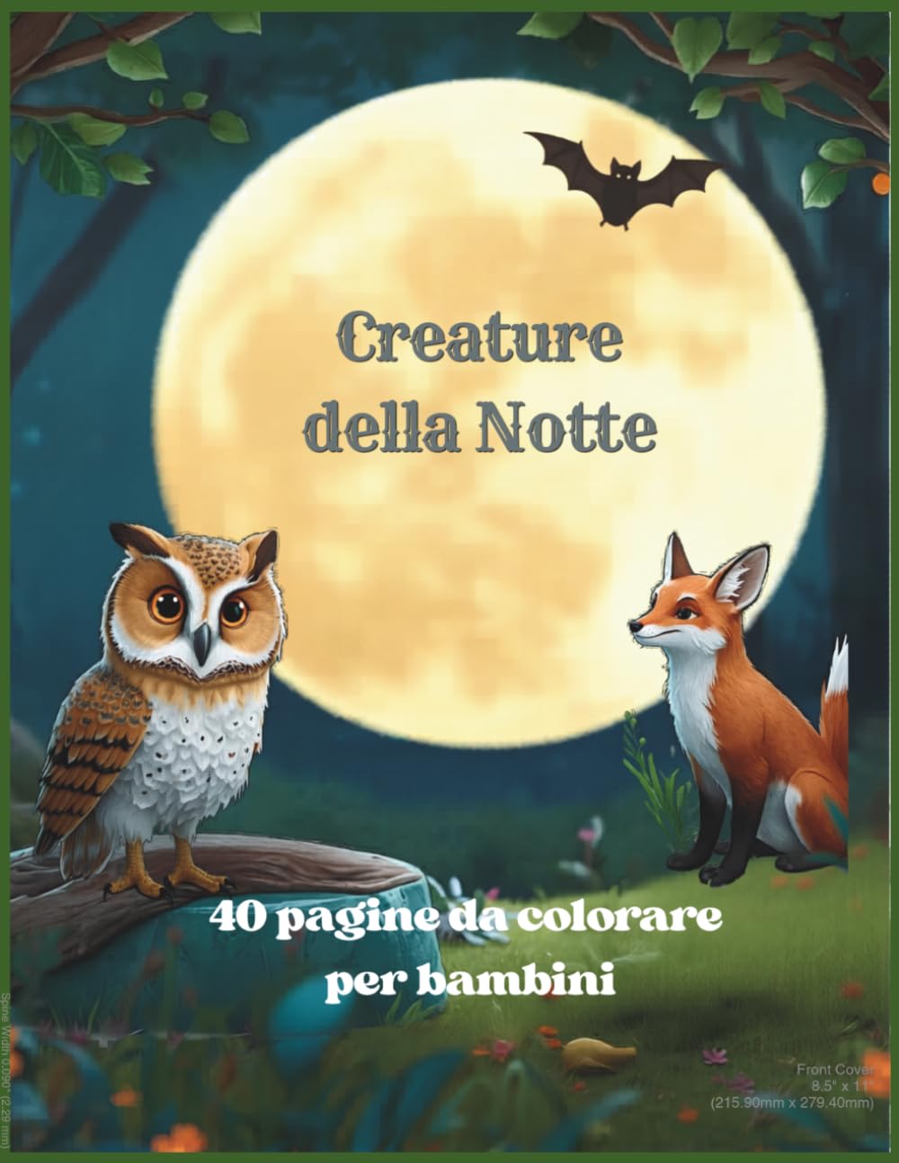 Animali Notturni: 40 disegni Realistici da colorare per bambini 6-9 anni, Con curiosità, formato XL tanto spazio per colorare.
