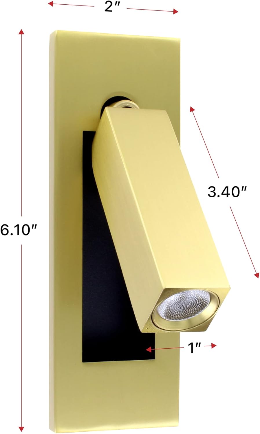 Modern Wall Mounted Bedside Adjustable Reading LED Light Sconce - Just Lift to Turn On or Hide to Turn Off - Brushed Gold