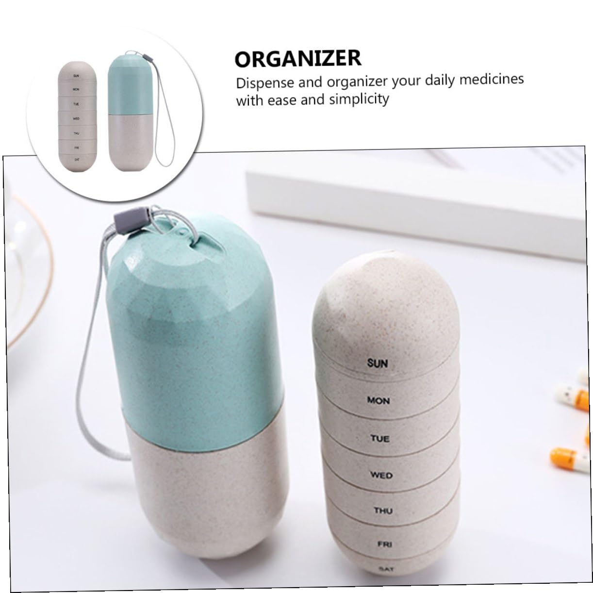 Beaupretty 2 Ensembles pilulier scellé pilulier semainier hebdomadaire boite medicament organisateur hebdomadaire cas 7 jours étui de rangement pour pilules empilable