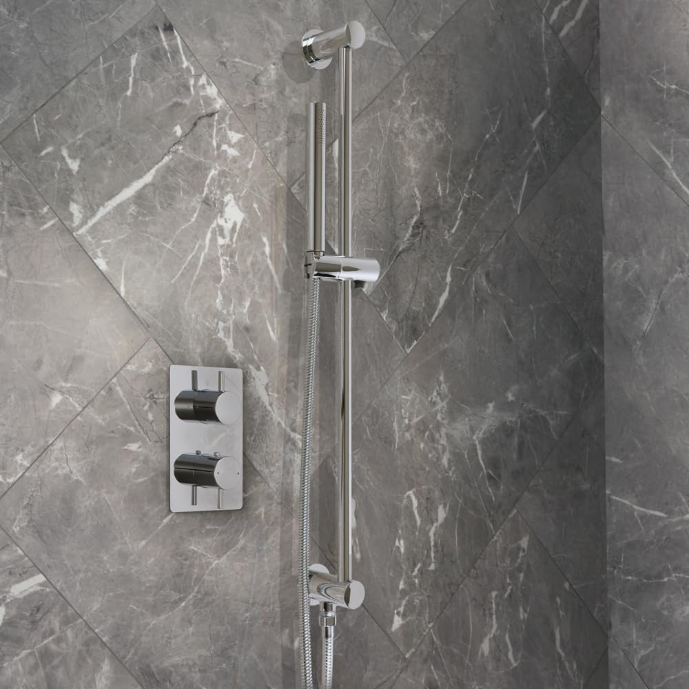 Milano Chrome Otto Thermostatic Mixer Valve Riser Rail Hand Shower Handset