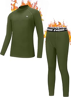 EwedoosKids Thermal Underwear Set Long Underwear Boys Girls Long Johns Fleece Lined Base Layer Thermal Set