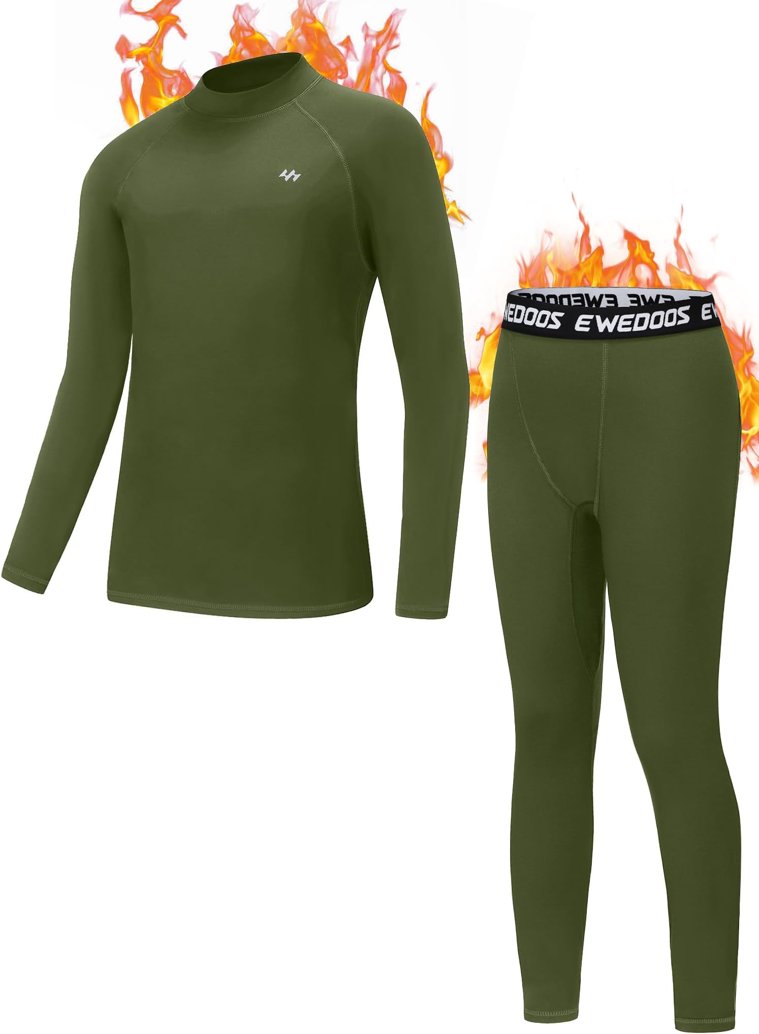 EwedoosKids Thermal Underwear Set Long Underwear Boys Girls Long Johns Fleece Lined Base Layer Thermal Set