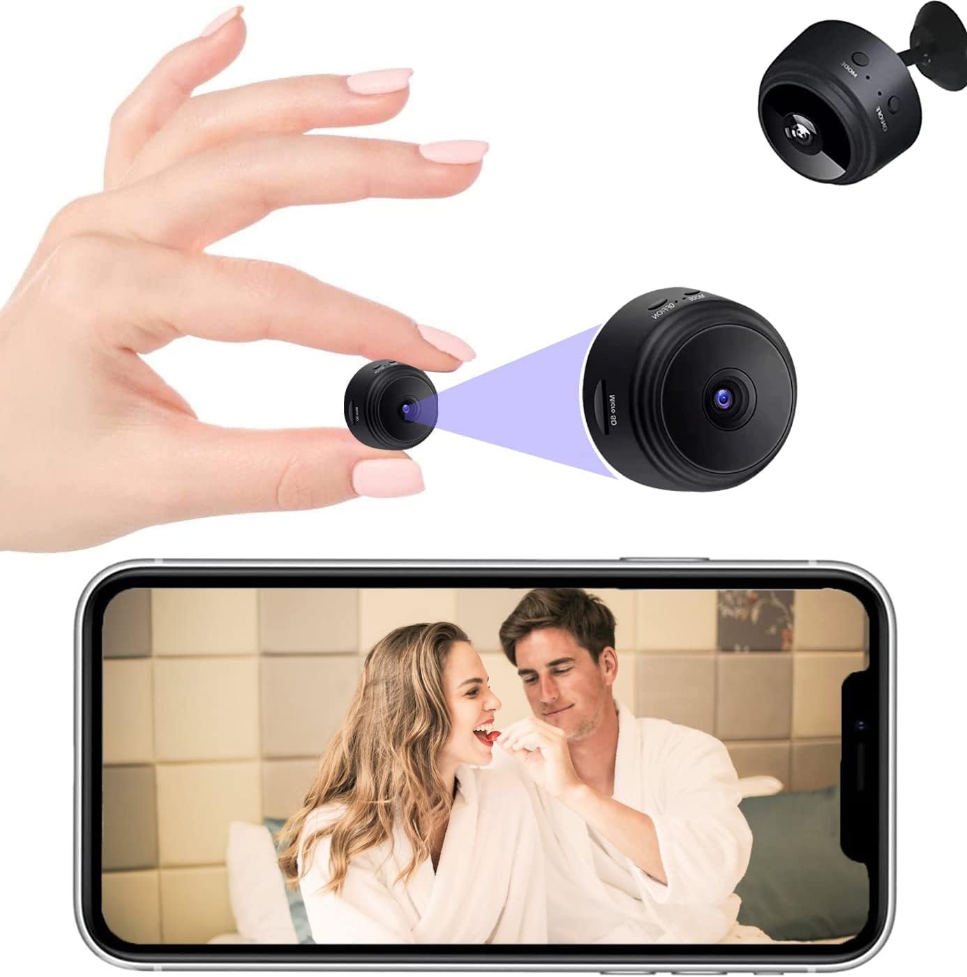 KOFOT Spy Camera Hidden Camera,1080P Wireless Camera WiFi Security Dog Body Small Detector Cameras,Pet Mini Home Nanny Cam with Babysitter Surveillance Camera,Indoor and Outdoor Cams -A 9