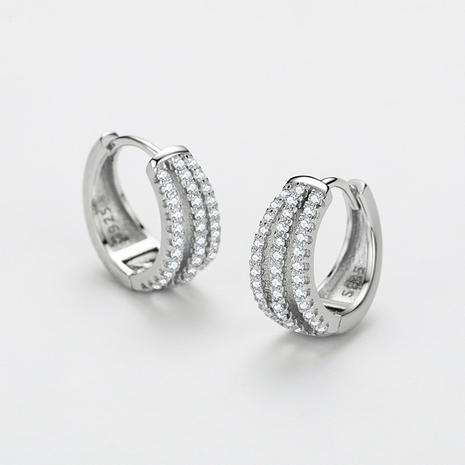 Pendientes de aro para mujer con circonita cúbica, redondos de plata con circonita cúbica, aretes diarios para mujer, plata de ley, adecuados para aniversario