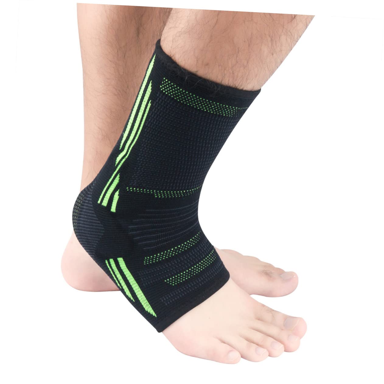 BEBEMOKO 1Pc Ankle Support Sleeve for Men Women Black Green Ankle Guard Breathable Design for Sports Running Basketball and Weightlifting Injury Prevention