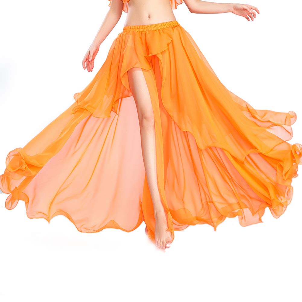 ROTAL SMEELA Maxirock Bauchtanz Sexy Performance Chiffon Teilt Großer Swing Rock Kostüm Tanz Kleidung Lang Damen Trainings Kleidung