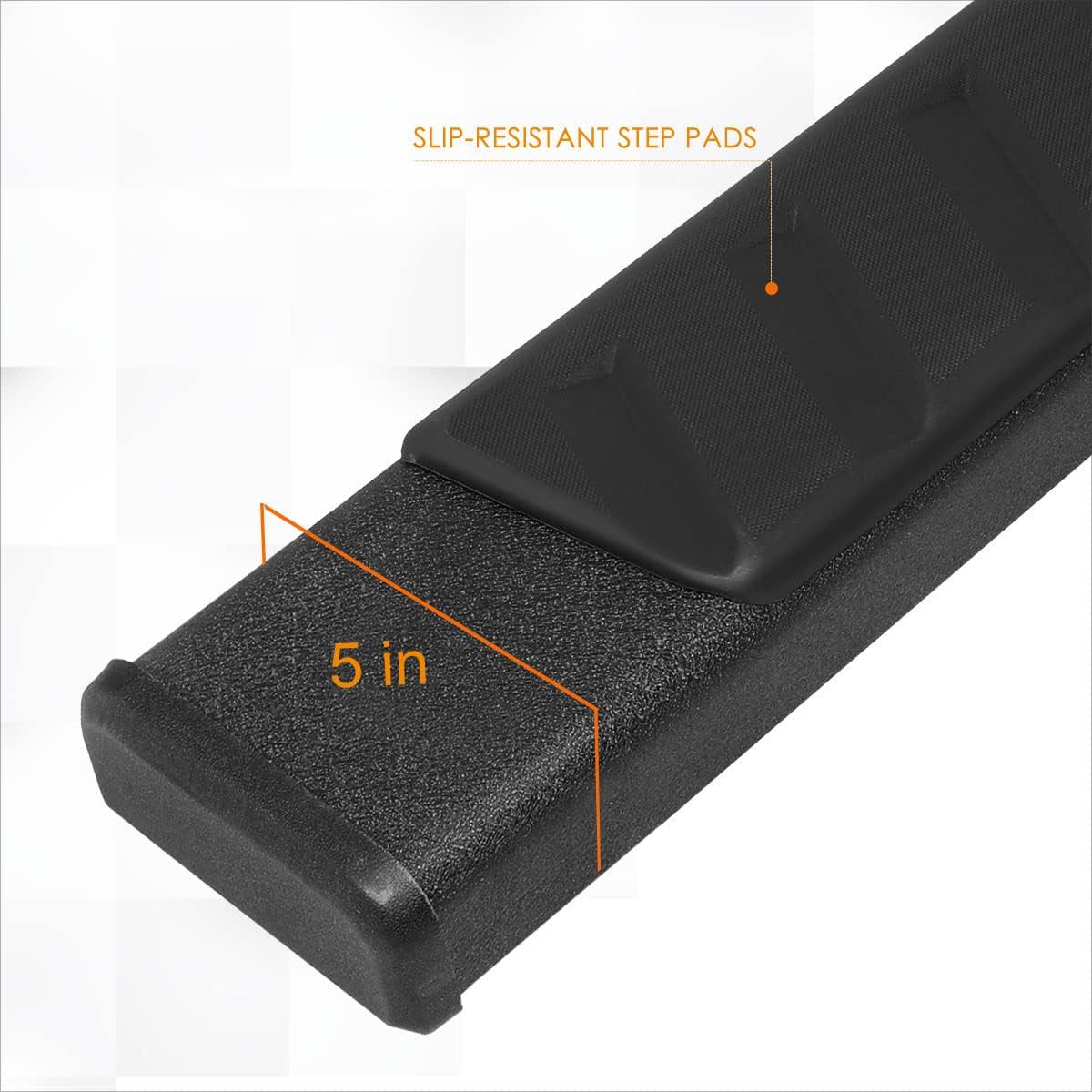[Pair] 5 Inch Black Stainless Running Boards/Side Steps/Nerf Bars Compatible with 19-24 Dodge Ram 1500 Quad/Extended Cab