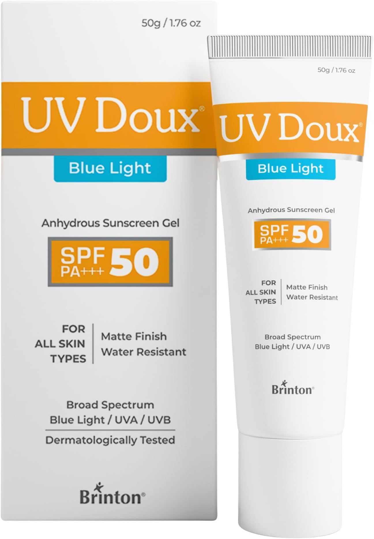 UV Doux Blue Light Tinted Sunscreen Gel SPF 50 PA+++ | India’s No.1 Dermatologist Recommended Brand | UVA/UVB & Blue Light Protection, Benzene Free| Matte Finish | Oily & Acne-Prone Skin | 50 g