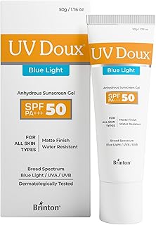 UV Doux Blue Light Tinted Sunscreen Gel SPF 50 PA+++ | UVA/UVB & Blue Light Protection | Matte Finish | Water & Sweat Resistant | Benzene-Free | For Oily, Acne & Sensitive Skin | 50 g