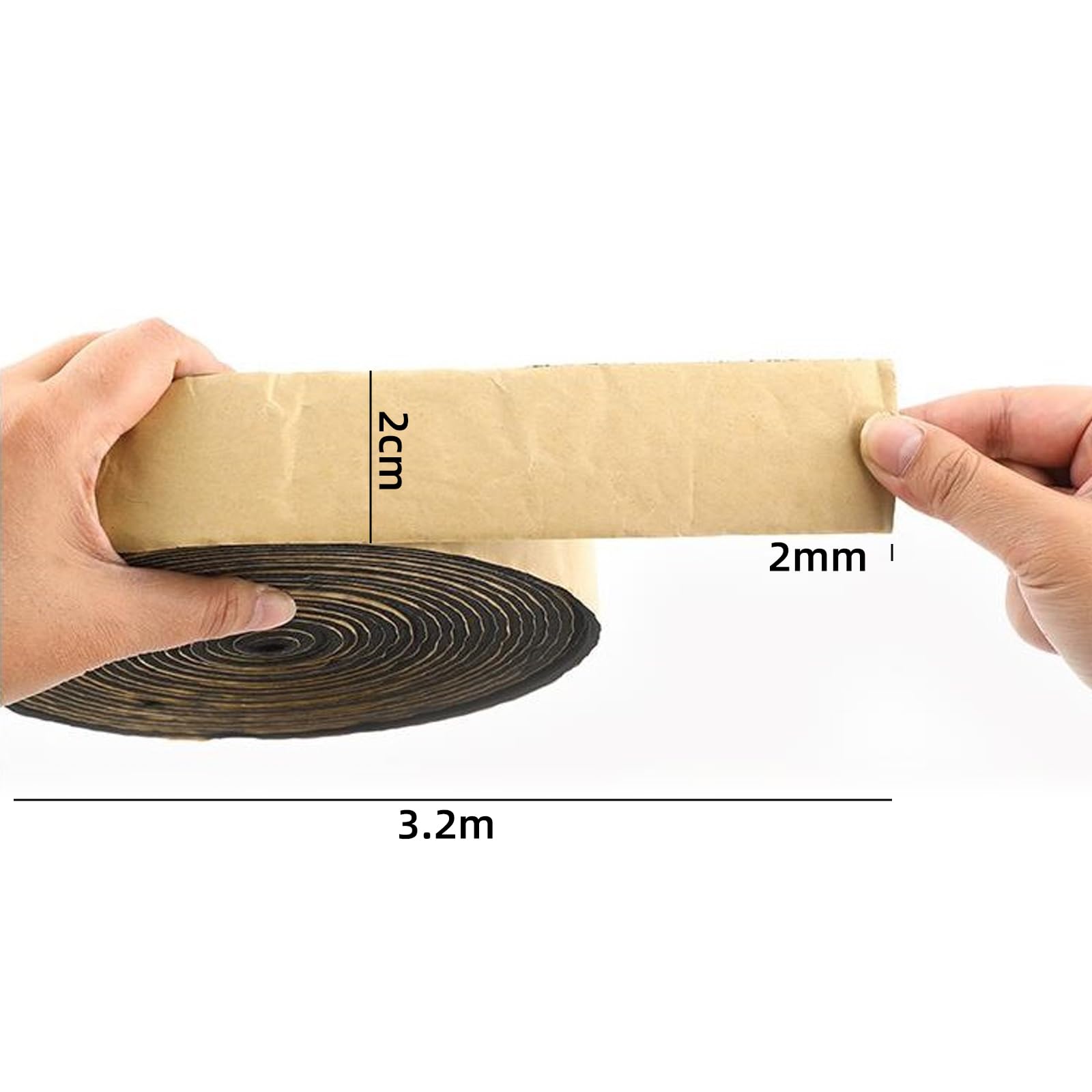 Ruban Adhésif Double Face en Butyle 2cm x 3.2m d'Etanchéité pour Voiture