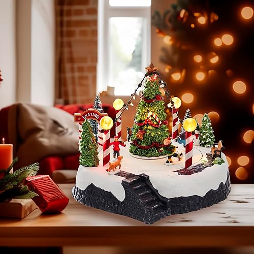 Miniatura 8 de Kurt S. Adler Pista de hielo LED musical con pilas de 7 pulgadas con pieza de mesa de árbol