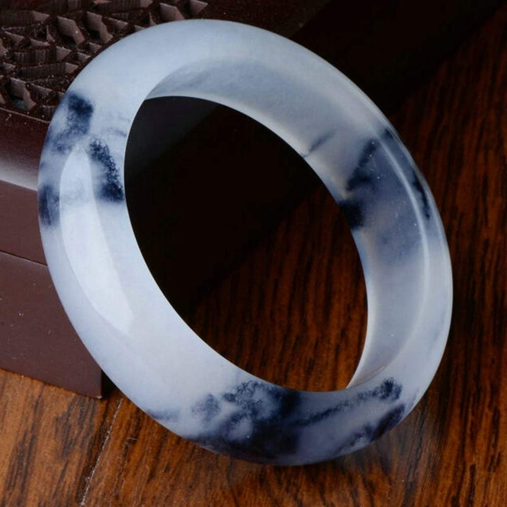 SnamicE Ladies Jade Bangle, Ladies Bangle, Natural Stone Jade Bangle, Quartzite Jade Floating Flower Jade Bracelet, Beautiful Jade Bracelet,56-58mm,56