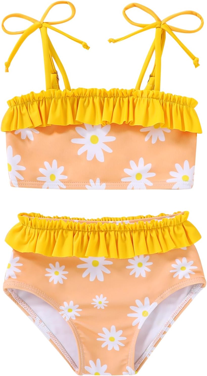 YOUNGER TREE Toddler Swimsuit Girl Two Piece Bathing Suit Ruffle Adjustable Straps Bikini Set Baby Summer Beach Swimwear