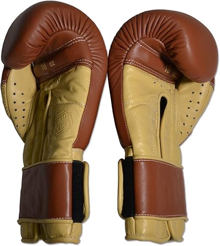 Miniatura 4 de Ring to Cage Guantes de boxeo de entrenamiento de estilo japonés 2.0 (palma marrón teñida de tamborcrema, gancho y bucle de 16 onzas)