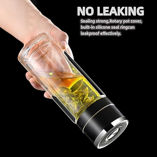 Miniatura 4 de Botella infusora de té, taza de té de vidrio borosilicato de doble pared con filtro de acero inoxidable, vaso de té con difusor de té, taza de té