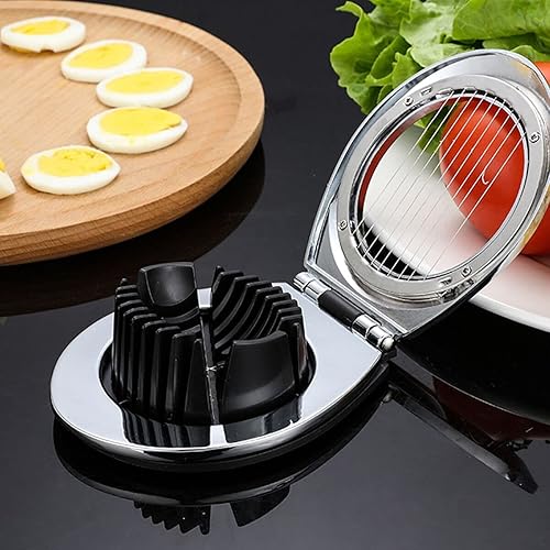 Miniatura 5 de Cortador de huevos, cortador de huevos para huevos duros, alambre de acero inoxidable con 3 estilos de rebanar