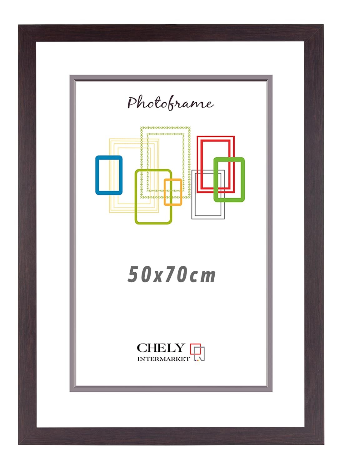 CHELY INTERMARKET Marco de Fotos 50x70cm (Wengué) MOD-254 Hecho de Madera, Ancho de moldura 2cm