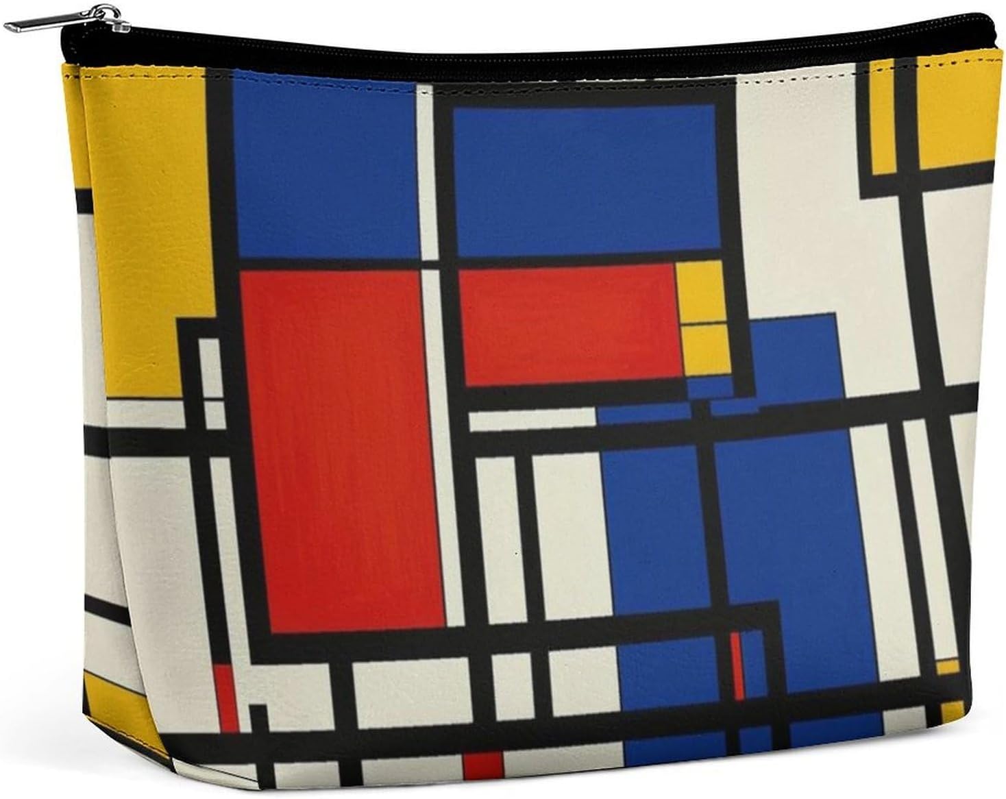 Toiletry Bag Holder Portable Gift for Ladies Women Large Capacity Modern Style Red Blue Yellow Grid Colorful Painting Travel Makeup Train Case for Makeup Brushes Digital Accessories Fashion Tote Bag