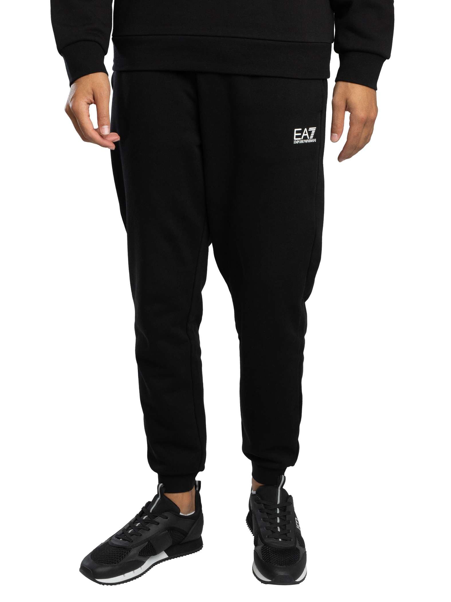 EA7 Men's Pantaloni Logo Joggers, Black/White, M