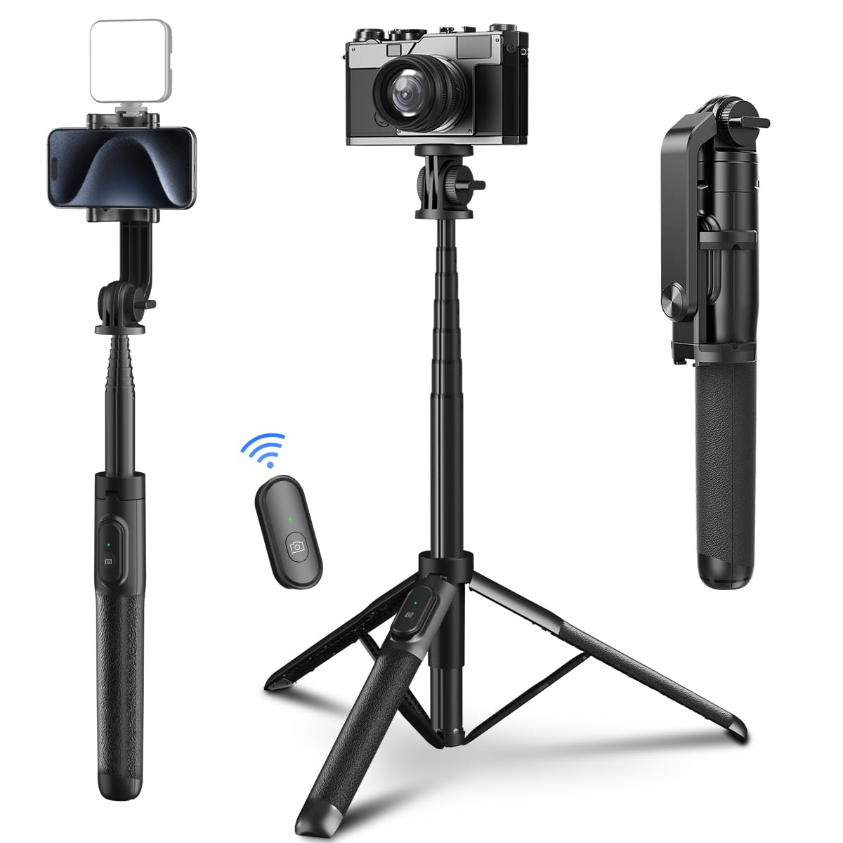 Mobilife Long Selfie Stick with Reinforced Tripod Stand 64" Multi-Function Selfie Stick Tripod for iPhone Camera Gopro Fill Light Bluetooth Selfie Tripod for Vlogging Live Streaming Travel,Black (B0CJ4VMPSL) Amazon Price History, Amazon Price Tracker
