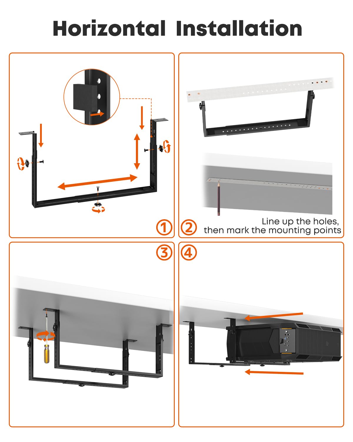 PUTORSEN Soporte de PC para debajo del escritorio para cajas de torre completa/media, soporte vertical u horizontal de CPU de hasta 75 libras, estante de computadora que ahorra espacio para ATX