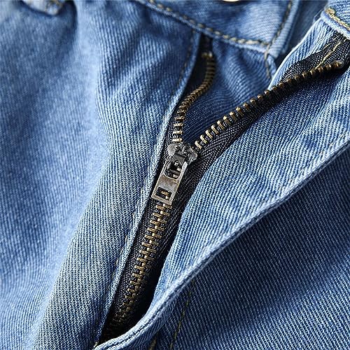 evzosrz Men's Straight Jeans Casual Elastic Waist Pants Denim Slim Fit Straight Sweatpant Regular Jeans Trousers Streetwear4