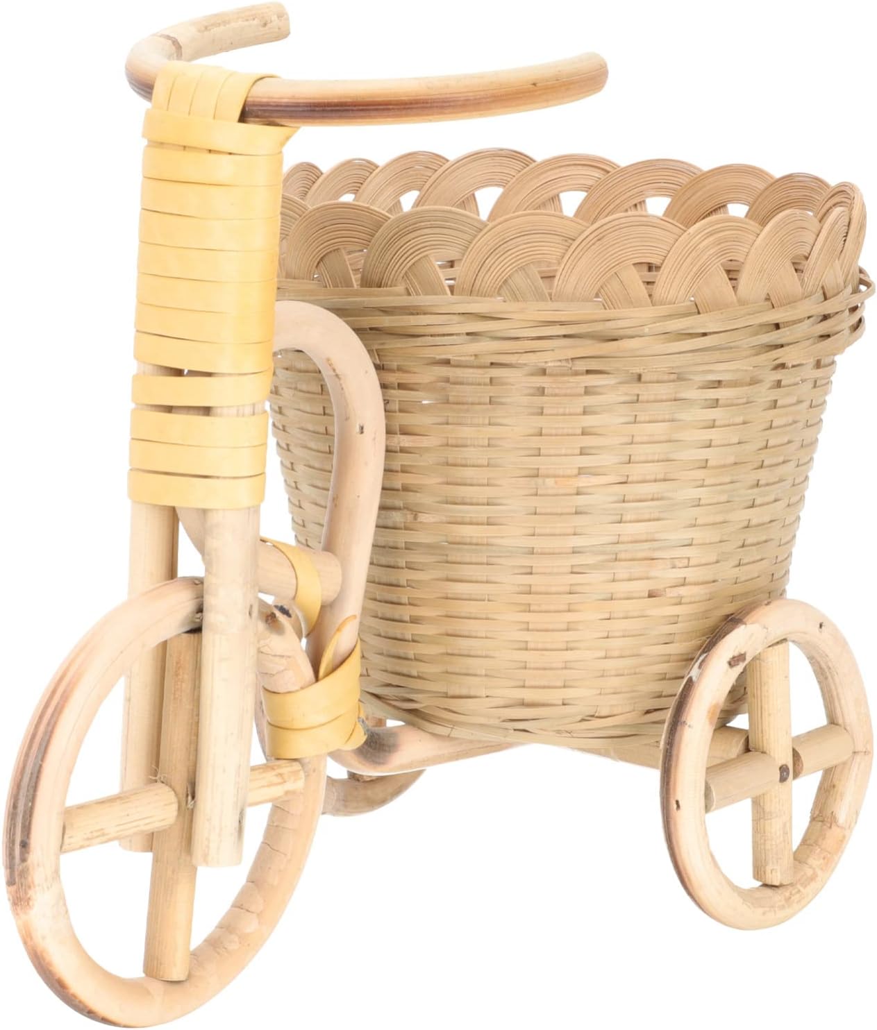 Mini Tricycle Woven Storage Basket for Home Decor Handcrafted Bamboo Organizer for Pens Flowers and Sundries Elegant Design for Office and Party Arrangements