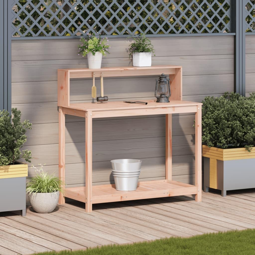 Pflanztisch mit Ablagen, Gärtnertisch, Blumenständer aus Holz, Pflanzenständer, Outdoor-Arbeitstisch für Terrasse Garten Balkon, 108 x 50 x 109.5 cm
