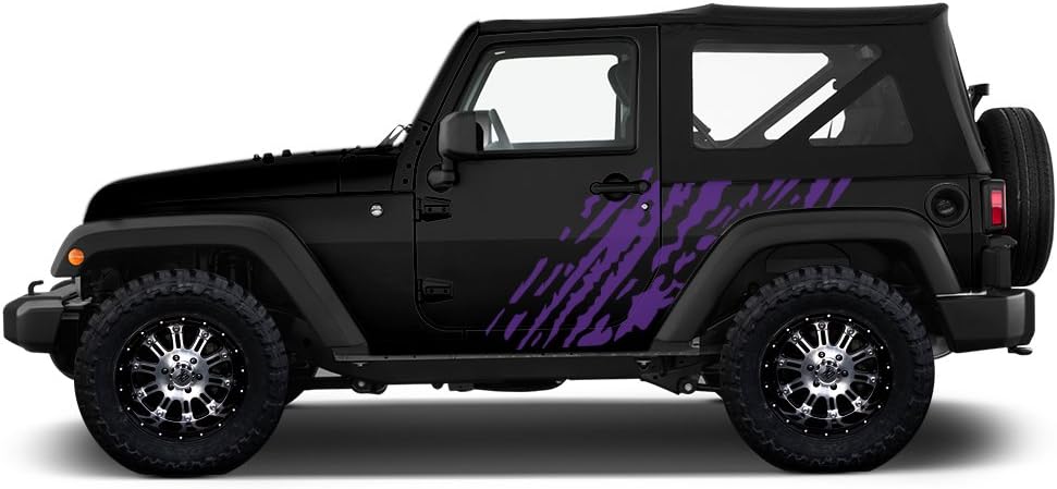 Splash Side Graphics Kit 3M Vinyl Decal Wrap Compatible with Jeep Wrangler 2 Door 2007-2016 - Purple