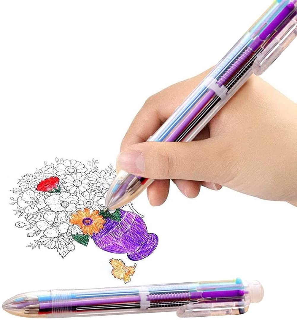 Ballpoint Pen Multicolor 6-in-1 Retractable Rollerball Multicolor Pen Transparent Ballpoint Pen Office School Supplies Student Children Gift Multifunctional — view 3
