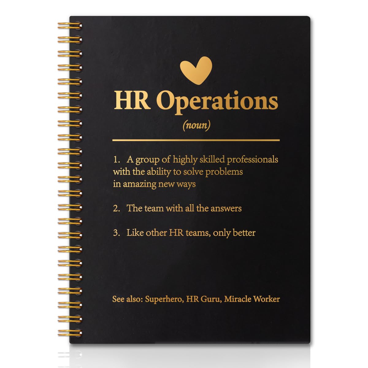 QYUVK HR Operations Gold Foil Hardcover 160 Pages Spiral Notebooks, Inspirational Gift for HR, Human Resources Gifts, Leaving Thank You Gift for HR