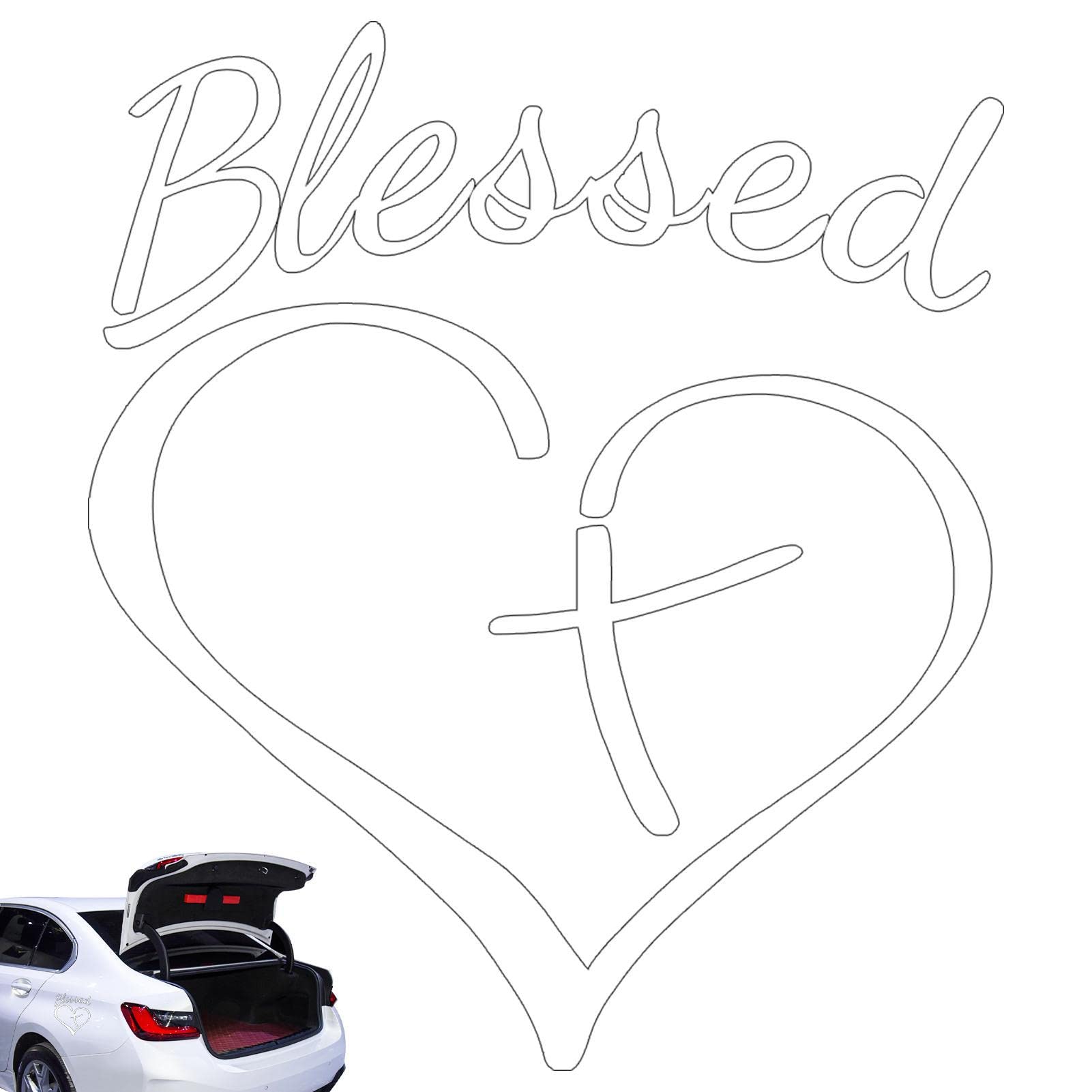 Veeteah Jesus Cross Sticker for Car - Christian Decal Sticker Love Heart Car Decal Stickers | Elaborate Cross Heart Stickers Hollow Decoration for SUV Tablets Walls