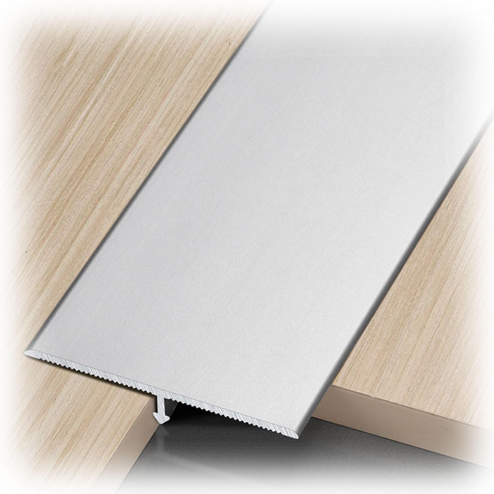 Moulure en T en aluminium – Bande de protection de sol sans couture de 60 mm pour carrelage, bois et stratifié – Barre de séparation de porte argentée et solution de bordure de protection (6,1 cm)
