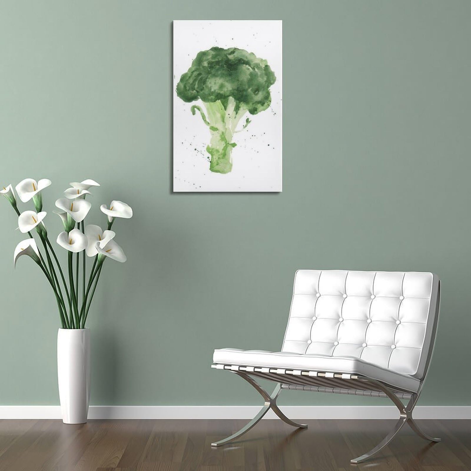 DLJGDS Free Style Aquarell Brokkoli Gemüse dekorative Malerei Leinwand Wandposter und moderne Familienschlafzimmer-Dekoration 50 x 75 cm