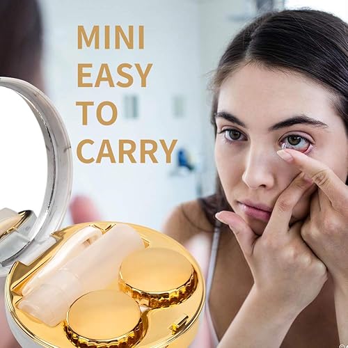 Miniatura 4 de ofone Estuche para lentes de contacto, fundas de contacto de mármol para viajar con herramienta de extracción, espejo, pinzas, botella de solución