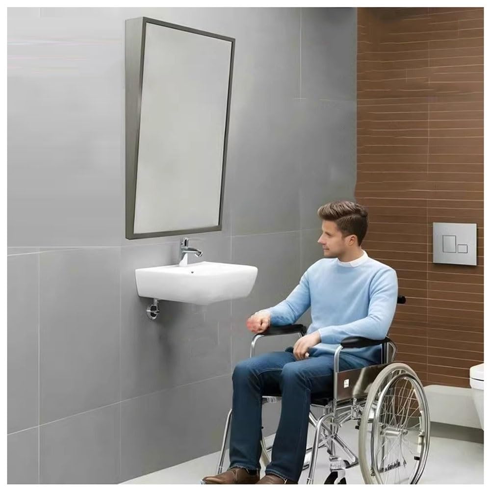 exproyzk Specchio inclinabile Specchio piastrellato con Cornice in Acciaio Inox 304 Specchio per Il Trucco Specchio per Bagno Commerciale(Nero,90x60cm)
