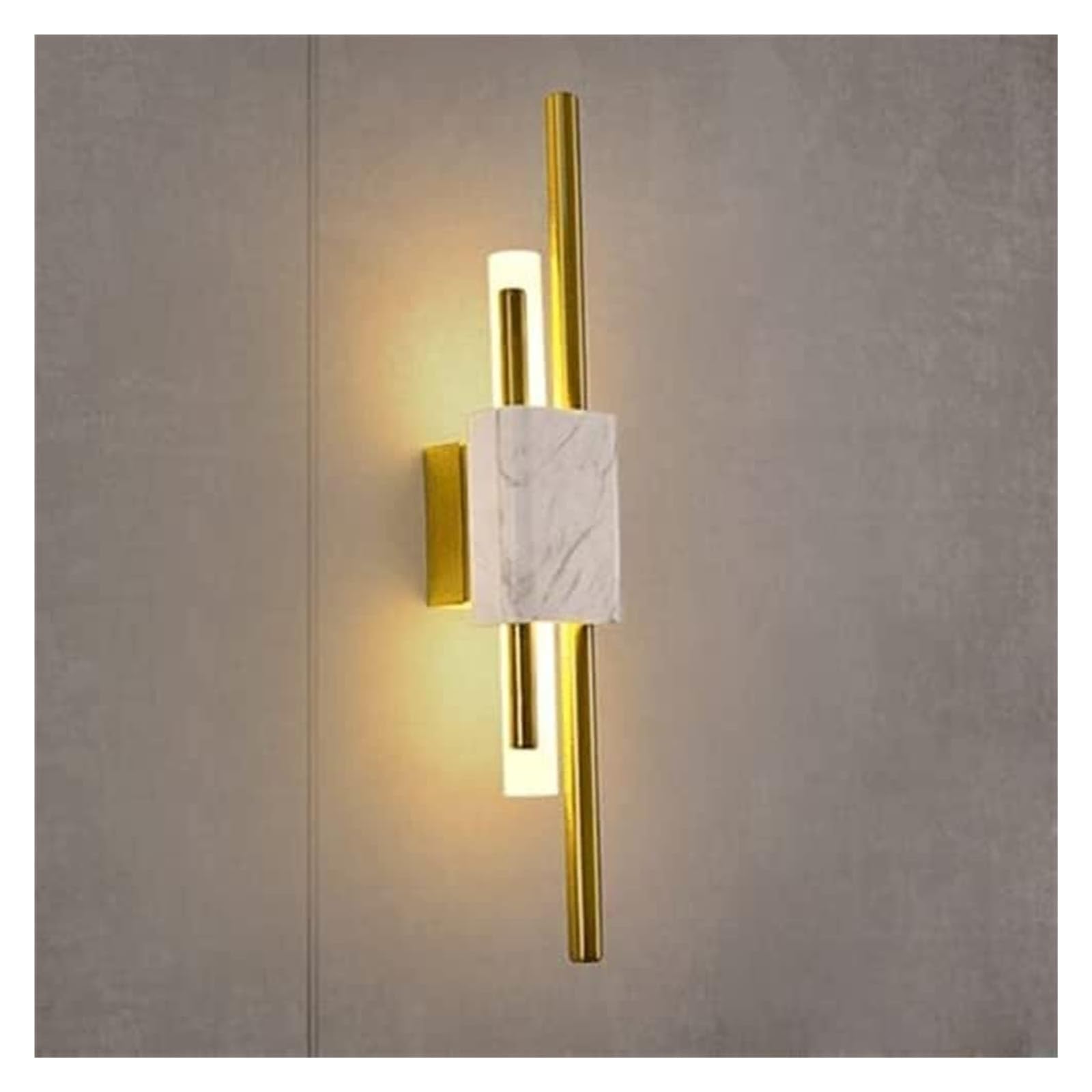 HCZKIUJY Wall Lamp Brushed Brass Sconce Lamps Minimalist Long Strip Sconces Lights Imitation Marble Wall Light LED Lighting Fixture for Bedroom, TV Wall, Dining Room (Light Green)