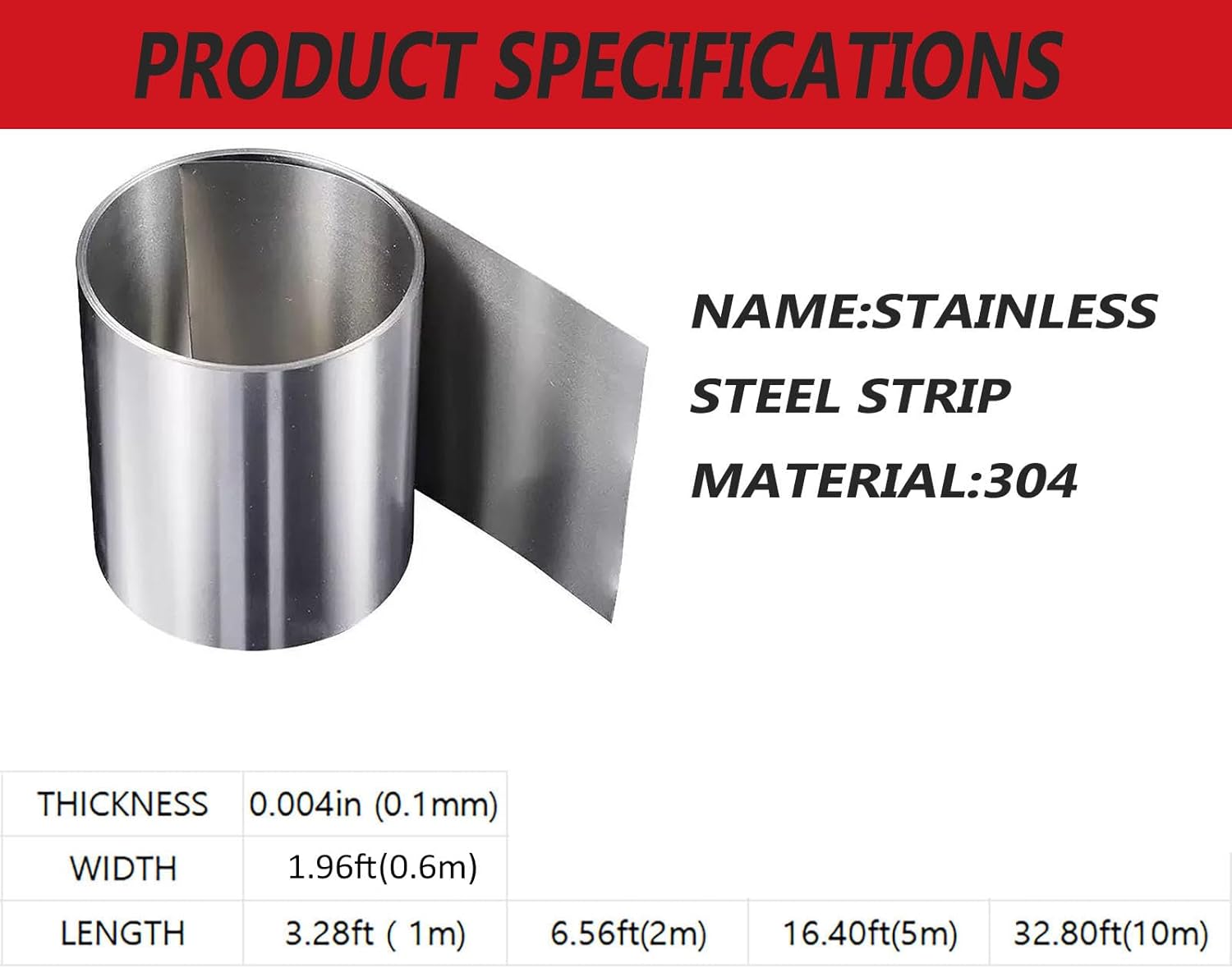 Roof flashing,304 Stainless Steel Flashing Roll,Metal Roof Flashing for Sealing Windows Doors,for Arts Crafts Project and DIY Laboratory materials,Thickness 0.1mm(Size:16.40ft(5m),Color:1.96ft（0.6m）)