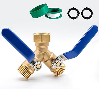 Divisor de manguera de latón de 2 vías resistente para manguera de jardín con mango largo de acero inoxidable 304, conector divisor de manguera de flujo completo para exteriores, conector de latón con
