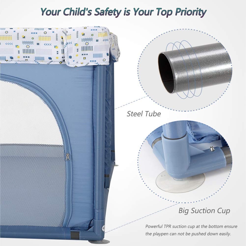 Recinto per Bambini Extra Large, recinto per Bambini Portatile a 8 Pannelli per Bambini, Bambine, Neonati e Neonati - 150x180x68 cm (Blu)